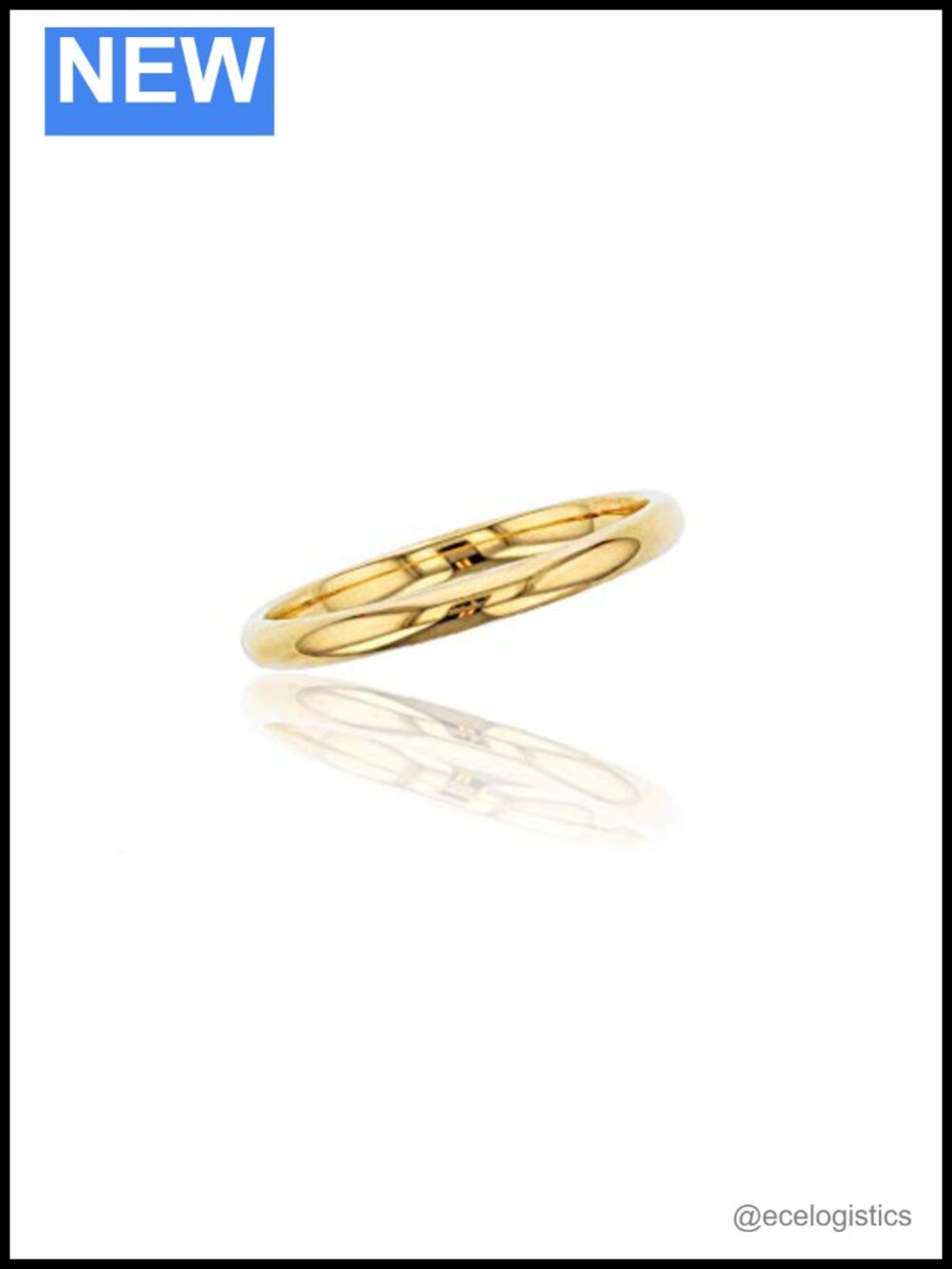 10K Yellow White Gold 2mm Polished Plain Wedding Band Made in Italy